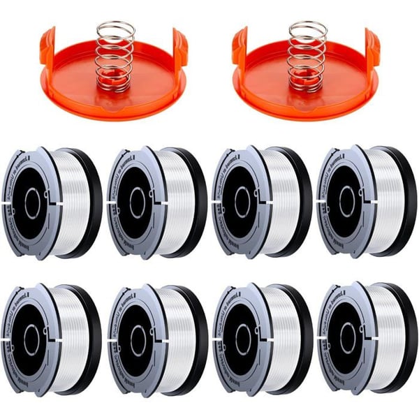 8 Pack Trimmer Wire Spole Kompatibel med Black och Decker Grästrimmers, A6481 A6485 1.65mm Trådrulle för Roddare