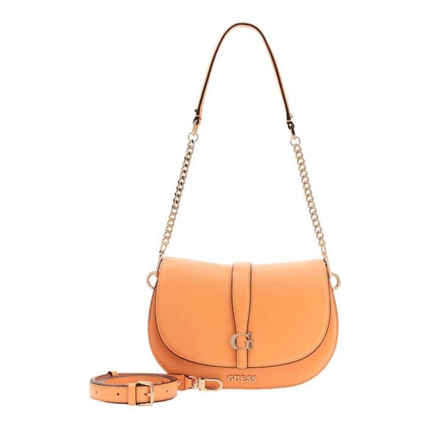 GUESS Axelväska aprikos för kvinnor - Carrie Flap Shoulder Bag Apricot 331215