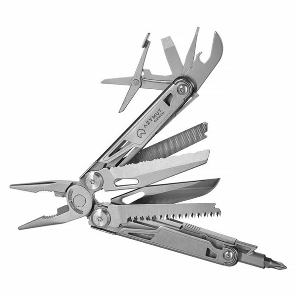 Multifunktionsverktyg - AZYMUT - 14 verktyg - Bältesfodral - Rostfritt stål - 16,2 cm utfälld - 10,1 cm hopfälld - 264 g