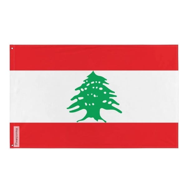 Libanesiskt flagga – 60 x 90 cm – Hållbar polyester – 2 metallöglor – Inomhus / Utomhus – Pixelforma