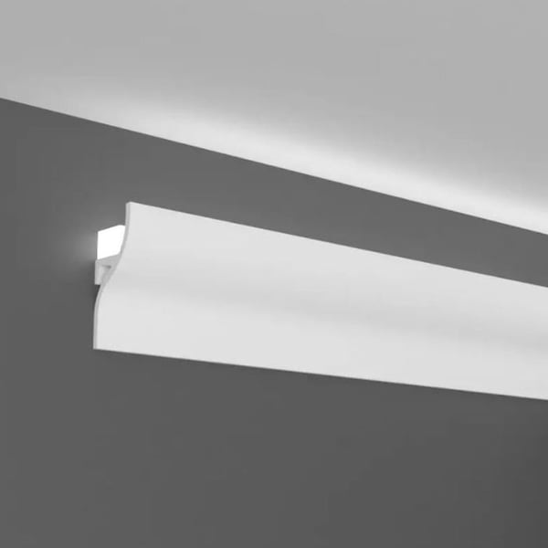 PROVISTON Dekorativ list 52 x 24 x 2000 mm Polymer Vit hög kvalitet Stuckatur Robust Hållbar Stötsäker 2 meter