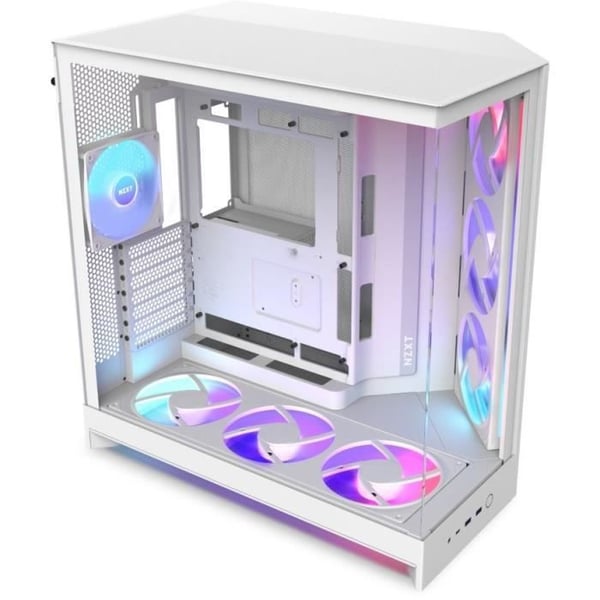 Mellanstorlek chassi - NZXT - CM-H92FW-P1 - H9 Flow RGB+ - Inkluderade RGB-fläktar - Vit - NZXT CAM-kontroller