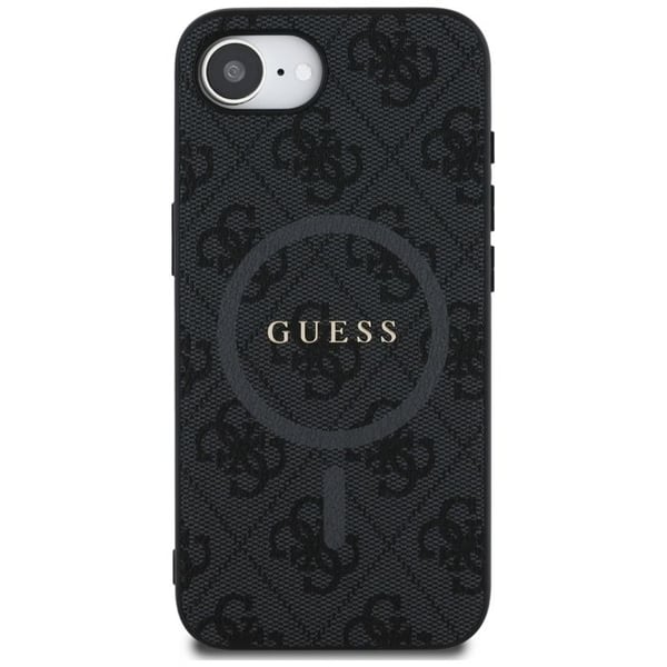 Coque Guess 4G Ring Classic Logo MagSafe för iPhone 16e - Svart