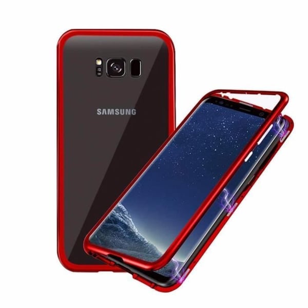 Skyddsfodral för Samsung Galaxy S8 - PHONILLICO - Fullt metallskydd - Röd - Magnetiskt fodral i 2 delar