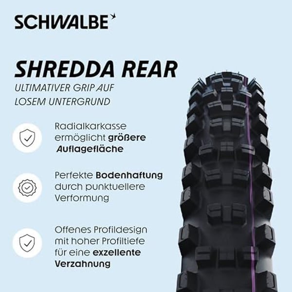 Cykeldäck - SCHWALBE - Shredda - TLR - Svart - Vuxen - Unisex