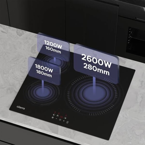 CIARRA Platt Induktion 3 zoner med Timer 5600W Touch Sensitive Auto-Stopp Inbyggd 59cm CD3BIH-A