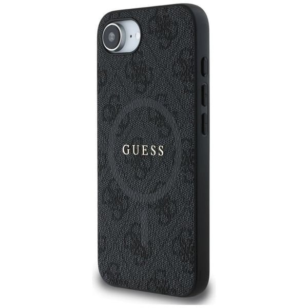 Coque Guess 4G Ring Classic Logo MagSafe för iPhone 16e - Svart