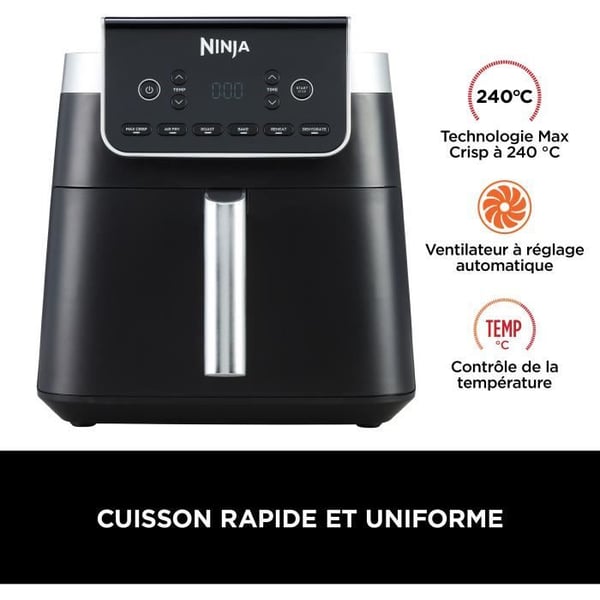 Fritös - NINJA - Max AF180EU - 2000 W - Svart - Variabel temperatur - Timer