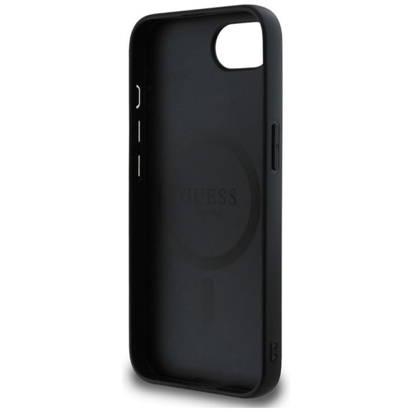 Coque Guess 4G Ring Classic Logo MagSafe för iPhone 16e - Svart
