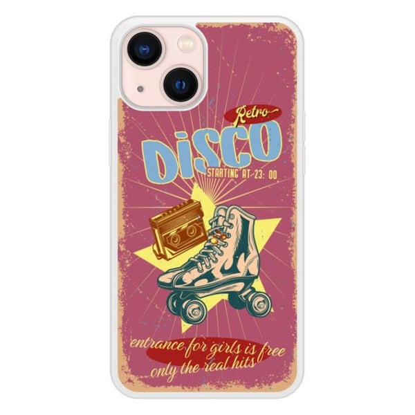 Siliconförstärkt hyvlad skal kompatibel med Apple iPhone 13 Mini Retro disco