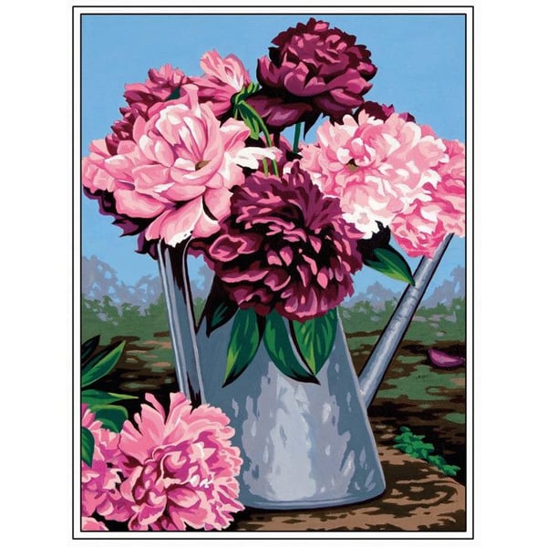 Canevas Penelope Antik Vattensprutan med pioner 40X50cm