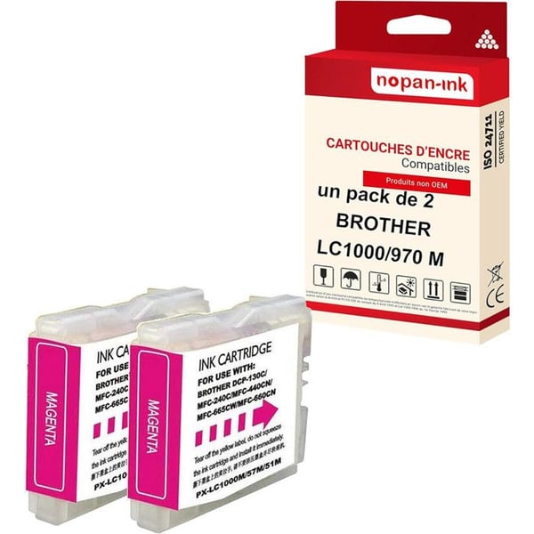 2 kompatibla patroner för BROTHER LC 1000 XL LC1000XL Magenta för Brother DCP 130 C 135 C 150 C 150 Series 153 C 330 C 350 C 350