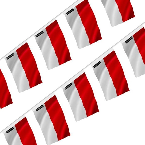 Girlang – Monacos flagga – 14 x 21 cm – Polyester – Att hänga – 50 stycken