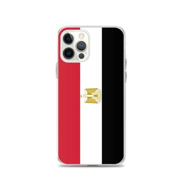 Telefonfodral – Egyptens flagga – Kompatibel med iPhone 12 Pro – Mjukt fodral – Slagtålig och stötsäker – Silikon – Pixelforma