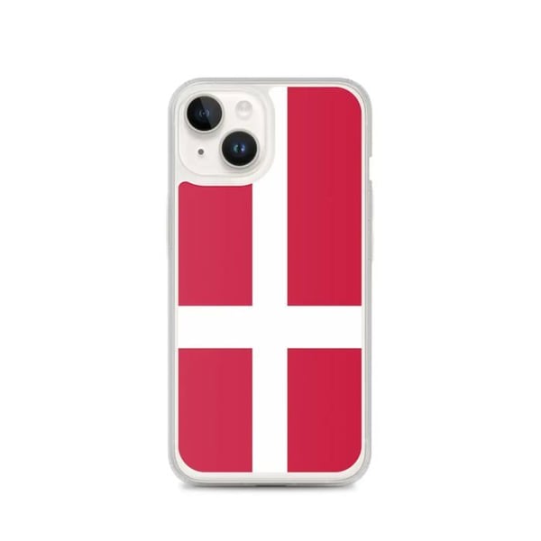 Telefonskal – Danmarks flagga – Kompatibel med iPhone 14 – Mjuk fodral – Slitstark och stöttålig - Silikon - Pixelforma