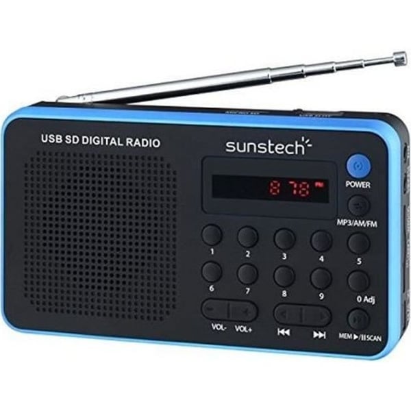 Bärbar radio - Sunstech - RPDS32BL - Färg Blå - Radiofunktion - Kompakt