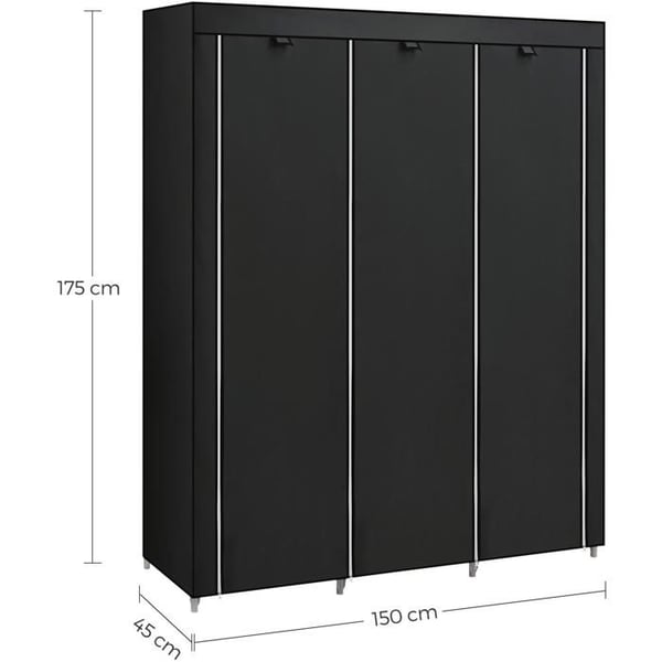 Songmics tekstilskab sort 175 × 150 × 45 cm