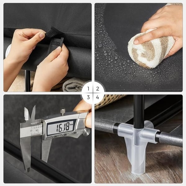 Songmics tekstilskab sort 175 × 150 × 45 cm