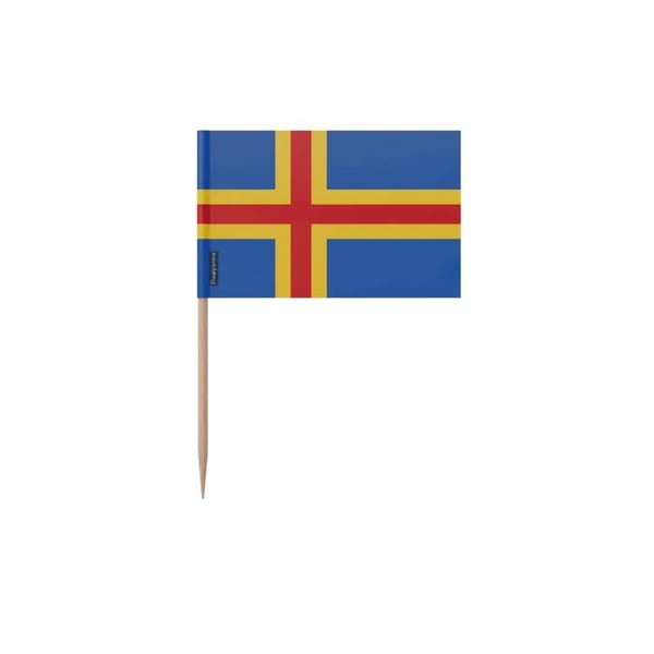 Tandpetare Ålandsflagga - 8 cm - 100 stycken - Plastetik - Bambustick - Pixelforma