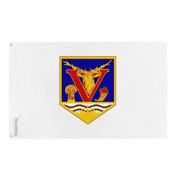 Flagga Vernon – 64 x 96 cm – Hållbar Polyester – 2 Metallöljett – Inomhus / Utomhus – Pixelforma