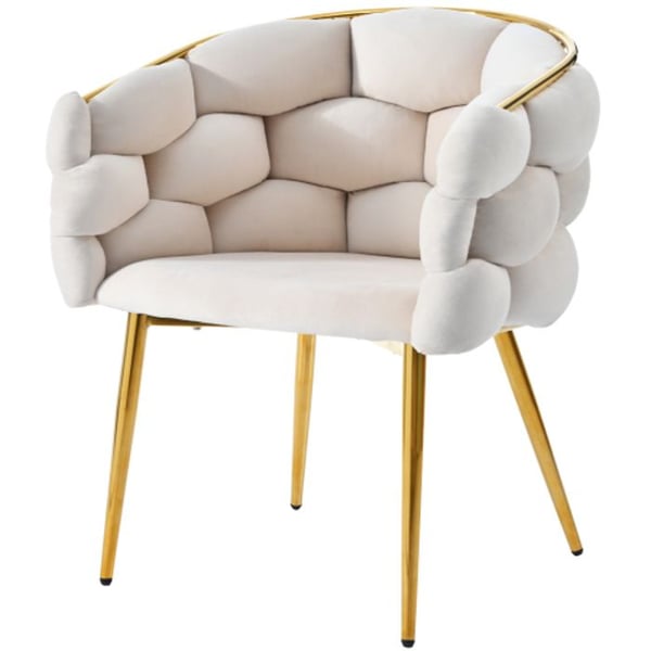 Velourstol - MUVOE - Boblestol - Beige - Guldben - 1 plads