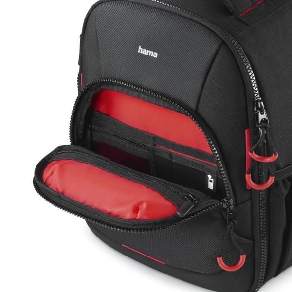 Kamerarucksack - HAMA - OHIO - Svart-Röd - Polstret fack - 6 avtagbara delare