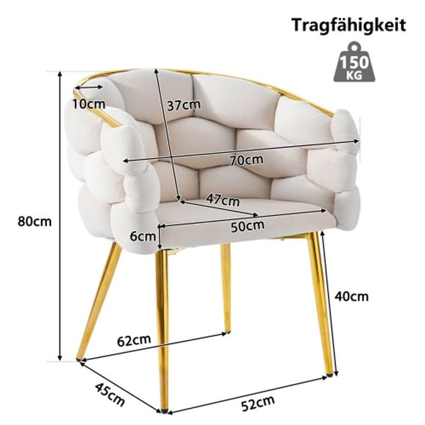 Velourstol - MUVOE - Boblestol - Beige - Guldben - 1 plads