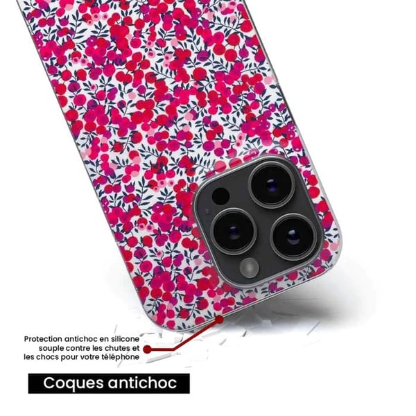 1001Coques - Silikonfodral kompatibelt med Huawei Honor 9X Lite - Liberty Wiltshire röd mönster - Originaldesign tryckt i Frankrike