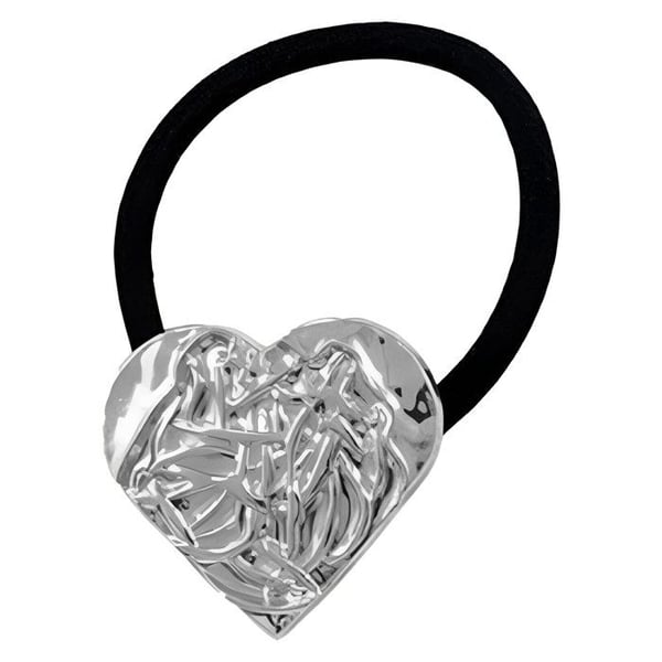 Hårsnodd - AVIZAR - Plisséhjärta - Silver Svart - Minimalistisk Design - Elegant Komfort