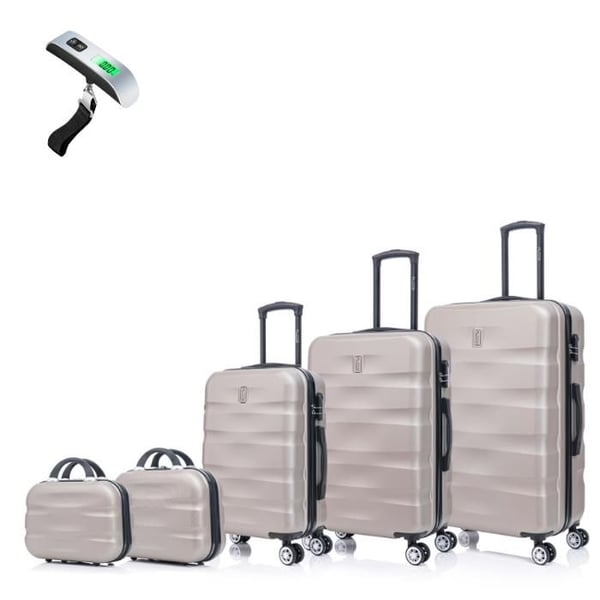 Resväsksset 5 Delar | Resväska CELIMS AeroWave | Kabin + Medium + Stor + 2x Vanity | 360 Hjul | Lås | Champagne