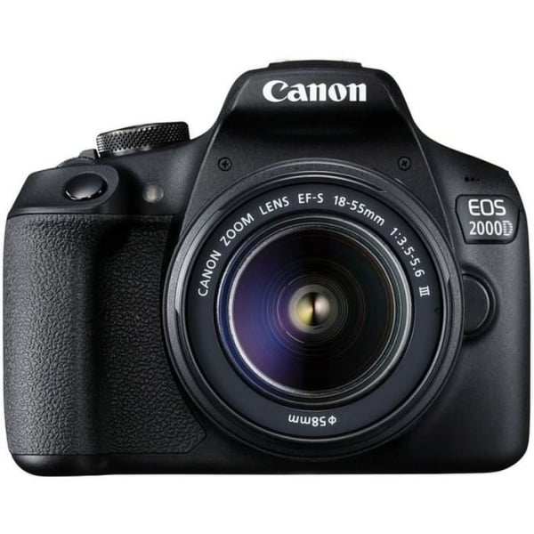 CANON - EOS 2000D reflekskamera + 18-55mm EF-S 18-55 DC III linse - 24 Mpixels - Full HD 1080p video - 7,5 cm skærm