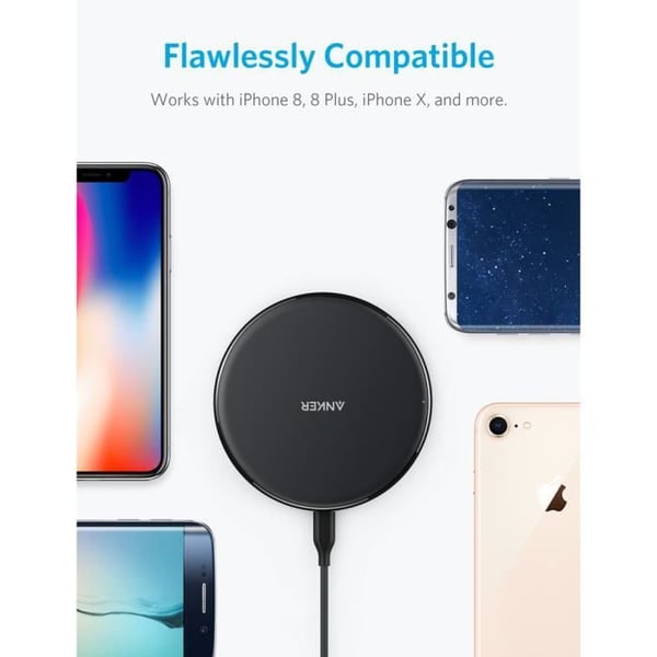 Trådlös laddare - ANKER - PowerPort Wireless 5 Pad - Inomhus - USB - Överhettningsskydd