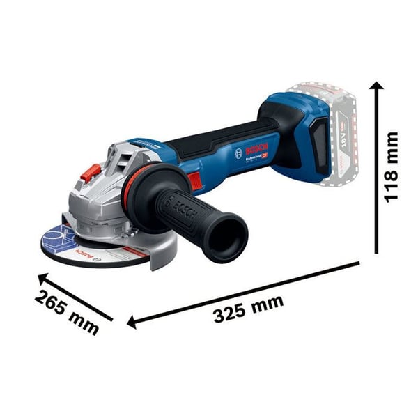Vinkelslipmaskiner 125 mm - GWS 18V-11 - BOSCH - utan batteri, ingen laddare - L-Boxx - 06019N4102