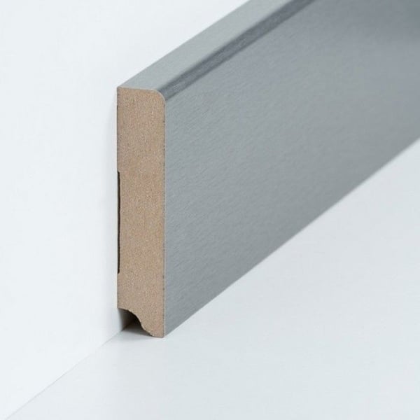 PROVISTON MDF-sockel 19 x 96 x 2500 mm silver att limma, skruva &amp; spikbelagd MDF-kärna 25 meter | 10 stycken