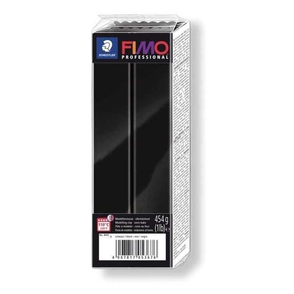 Polymerlera - Fimo - Professionell - 454 g - Svart - För vuxna och experter