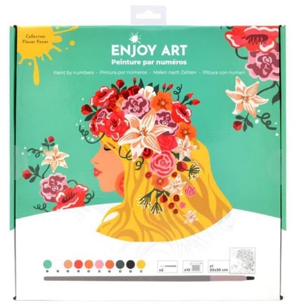 Målarset med nummer - ENJOY ART - Sylvia - 30 x 30 cm - Multicolor - Akryl