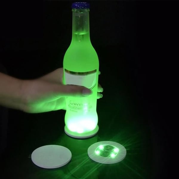 PLACEMAT, grön--Mini Led Light Up glasunderlägg, självlysande klistermärken för julflaska, nattklubb, bar, vas