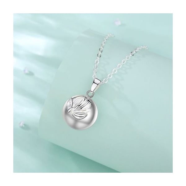Silver Lotus Flower Gravid Bola Halsband