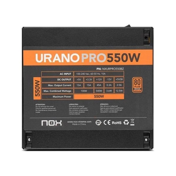 Nox Extreme Urano Pro 550W 80 Plus Bronze PFC Aktiv