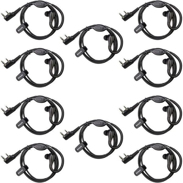 Retevis RT622 Walkie Talkie Headset, 2 Pin Single Wire Ear Hook Headset, Kompatibel RT24 RT27 BF-888S UV-5R (10 Pack)