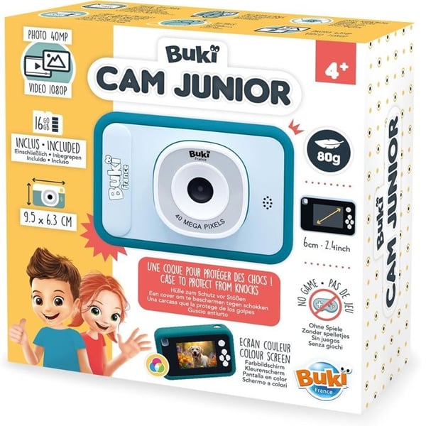 Buki CamJunior - Uppladdningsbar videokamera för barn 40MP 1080p 16Go blå