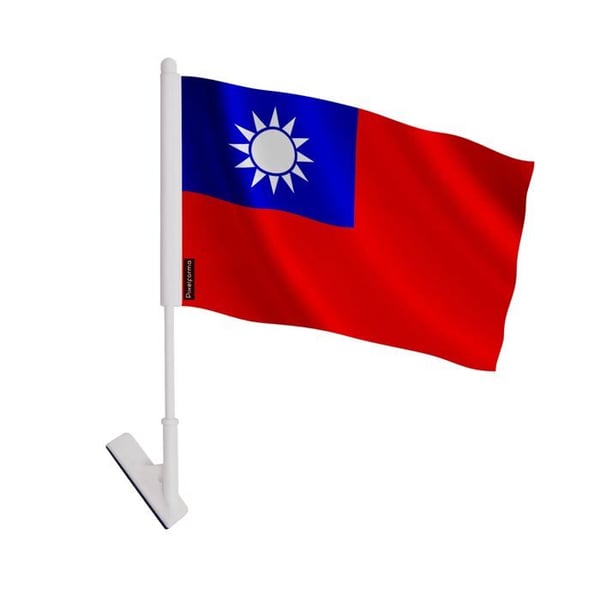 Taiwan självhäftande flagga – 14 x 21 cm – Mjuk polyester – Lätt att fästa – 5 bitar – Pixelforma
