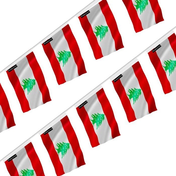 Girlang – Libanons flagga – 14 x 21 cm – Polyester – Att hänga – 20 stycken