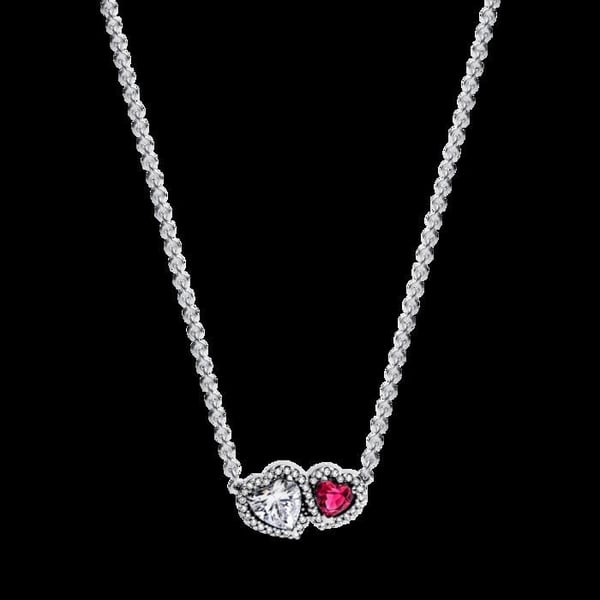 Halsband med hänge - PANDORA - Halo hjärtan 393632C01-45 - Silver - Kvinna - Vuxen