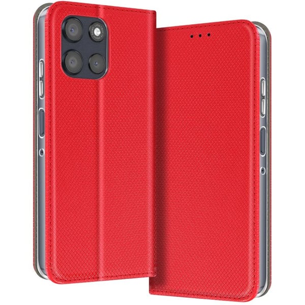 Fodral för Motorola Moto G56 - AVIZAR - Röd - Konstläder - Kortfack - Ställfunktion