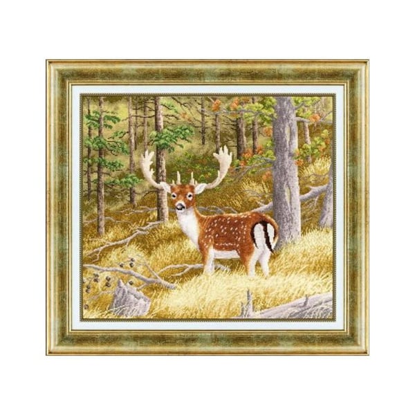 Golden Fleece korsstygnsset - Skogshjort 34.5x38.5 cm