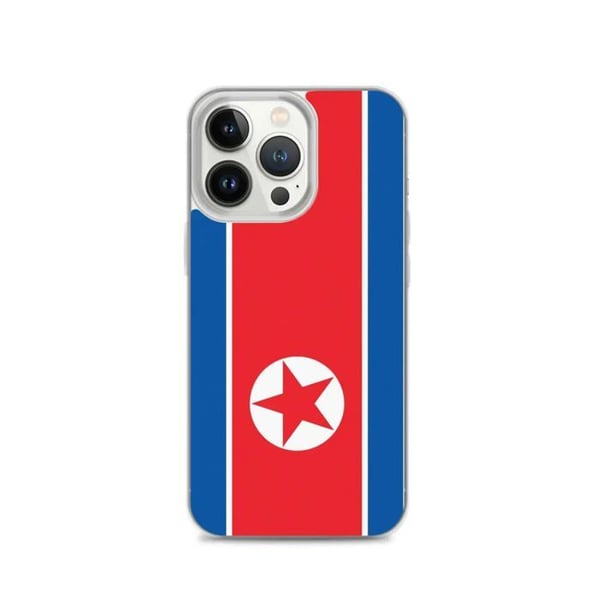 Telefonfodral – Nordkoreas flagga – Kompatibel med iPhone 13 Pro – Mjukt fodral – Slitstarkt och stötåligt – Pixelforma