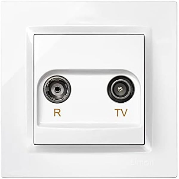 Mellanliggande TV- och radioantennuttag - SIMON - Simon 10 - Vit - Infällt - Inomhus