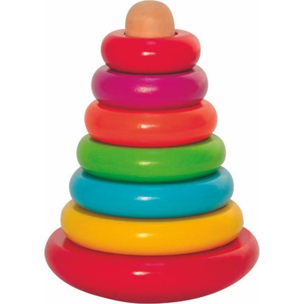 Woody Ring Pyramid Woody 90003 - WOODY - Pedagogisk leksak - Beige - Färgglad - Blandat