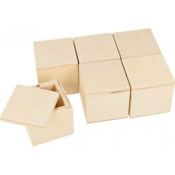 Trälådor - Artémio - 5 x 5 cm - 6-pack - Dekorativa - Blandade